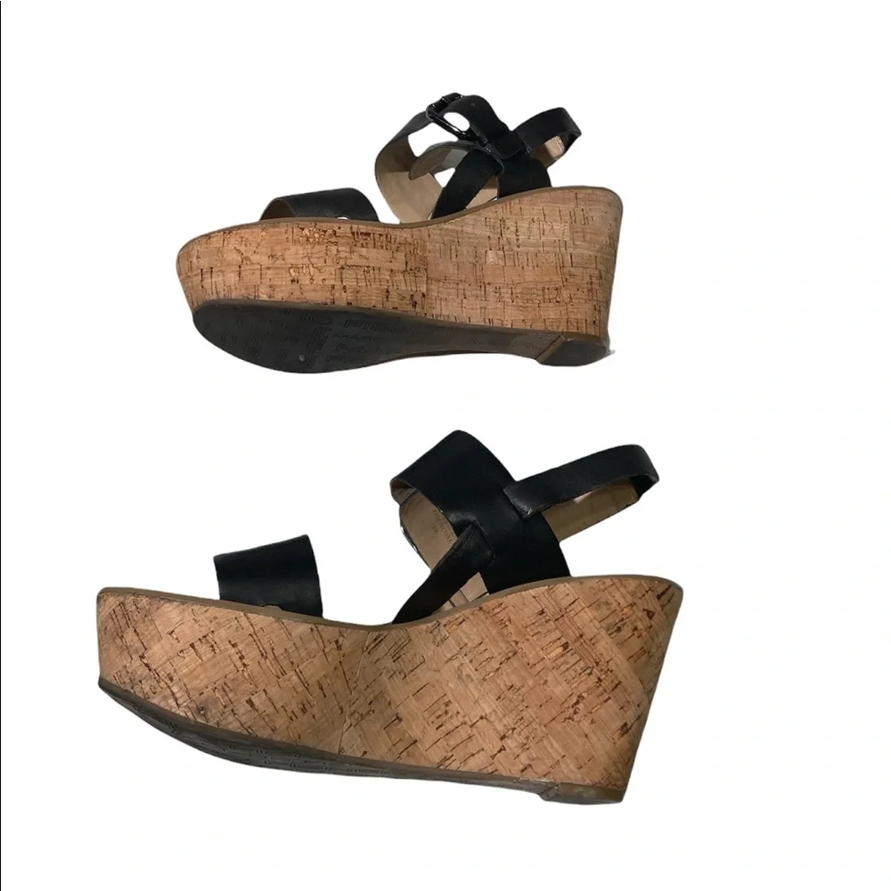 Marc Fisher Foralie Leather Black Wedge Size 9
